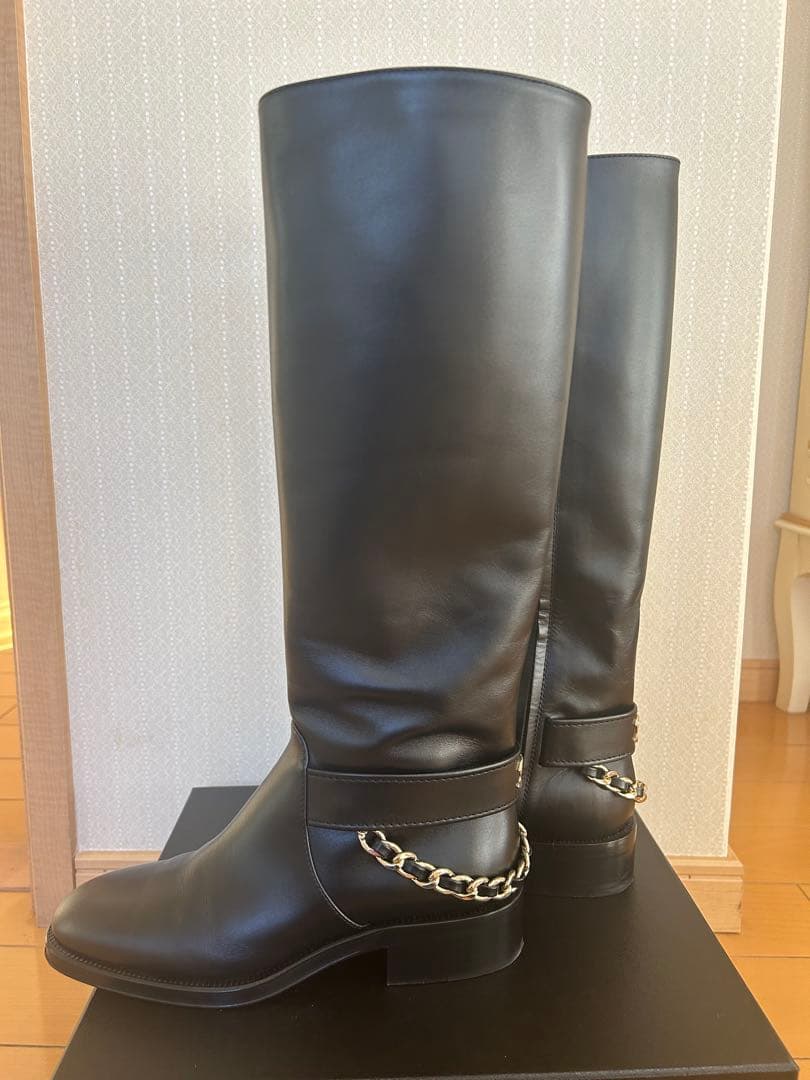 CHANEL ロングブーツ　チェーン　ココマーク　36