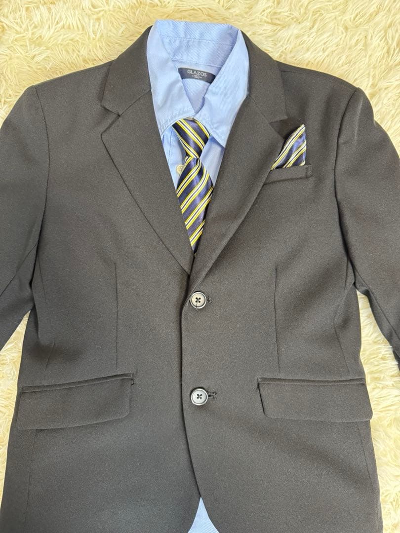 GLAZOSスーツ上下8点セットベルトはコンバースブラック150 入学・卒業式用