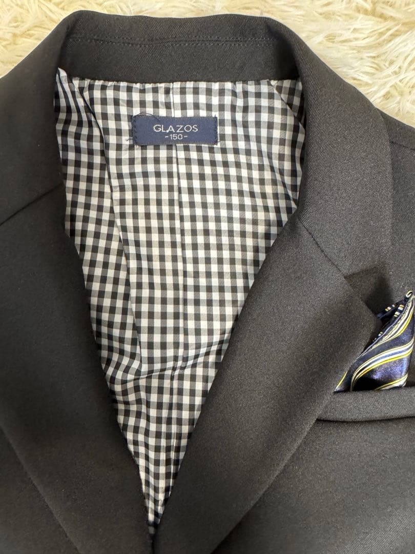 GLAZOSスーツ上下8点セットベルトはコンバースブラック150 入学・卒業式用