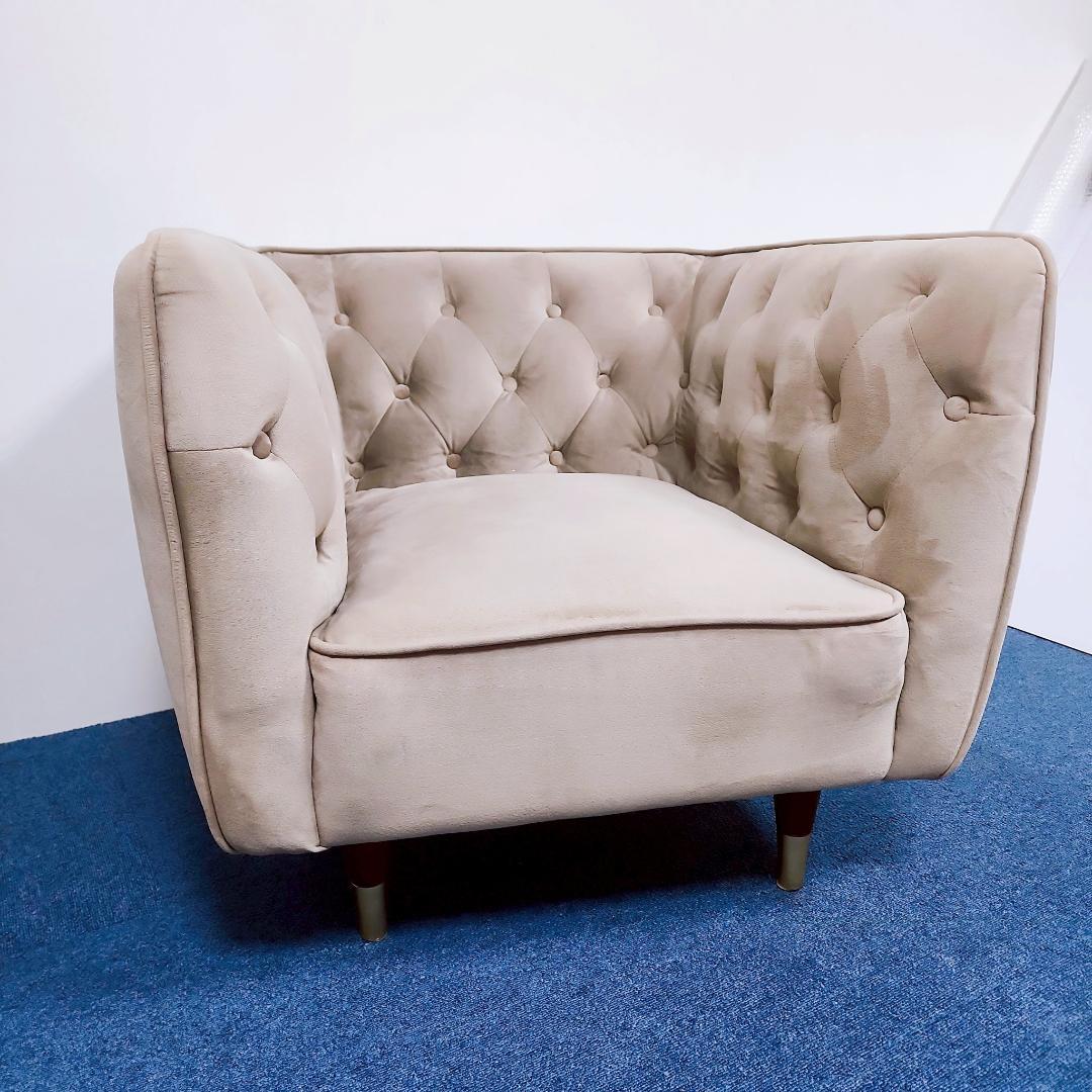 【高級】ⅬOWYA ロウヤ 1人掛けソファ ベルベット調　エレガント グレー