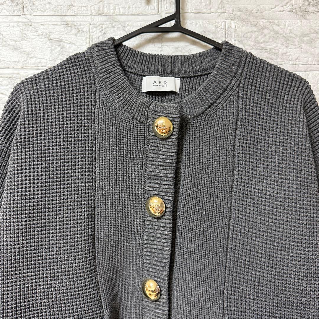 【美品】ADAM ET ROPÉ BIGボタンニットカーディガンF グレー