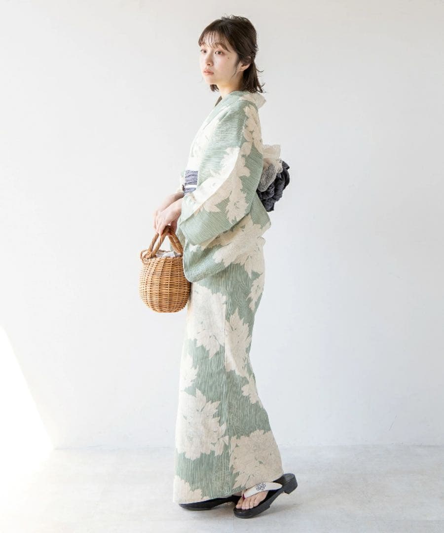 ゆかた館グレース 浴衣セット（Sサイズ）＋レース兵児帯＋帯飾り付き