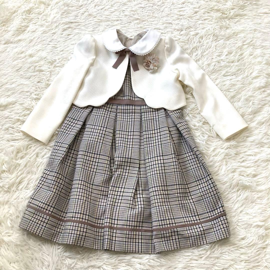 モコモコ 　プティマイン　極美品　チェックOP＋スカラップジャケットセット