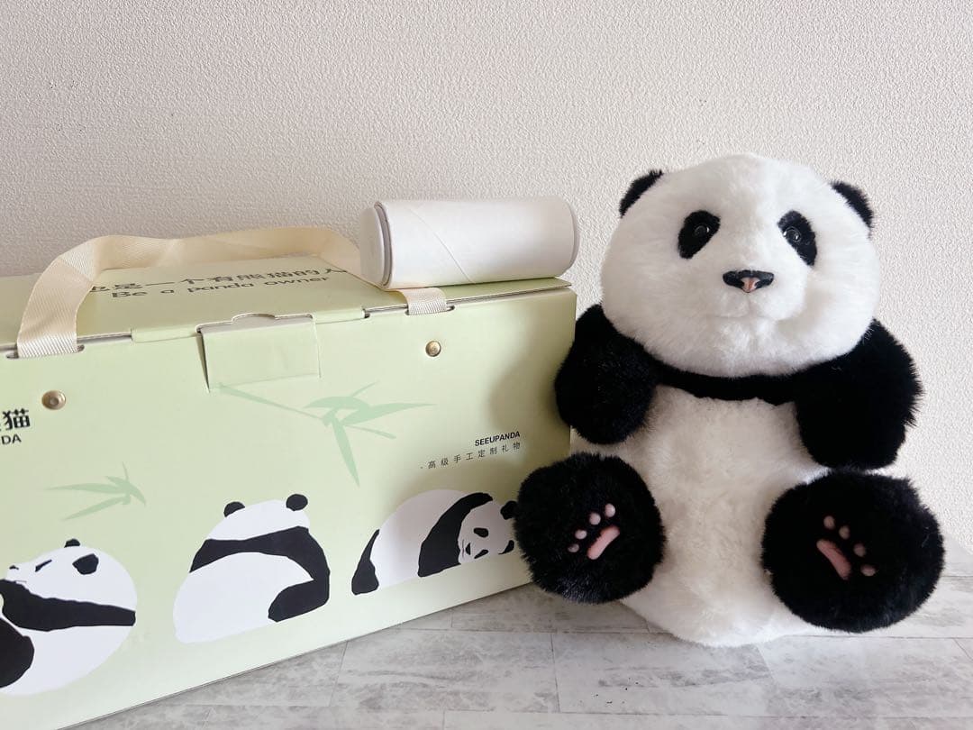 新品 Chongker お座り ぬいぐるみ パンダHehua 生後5ヶ月 箱付