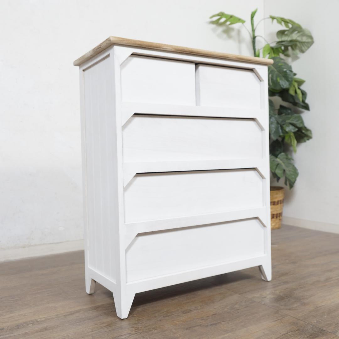 【新品】フレンチシック　ワイドチェスト シャビーホワイト　ガーリー　アウトレット