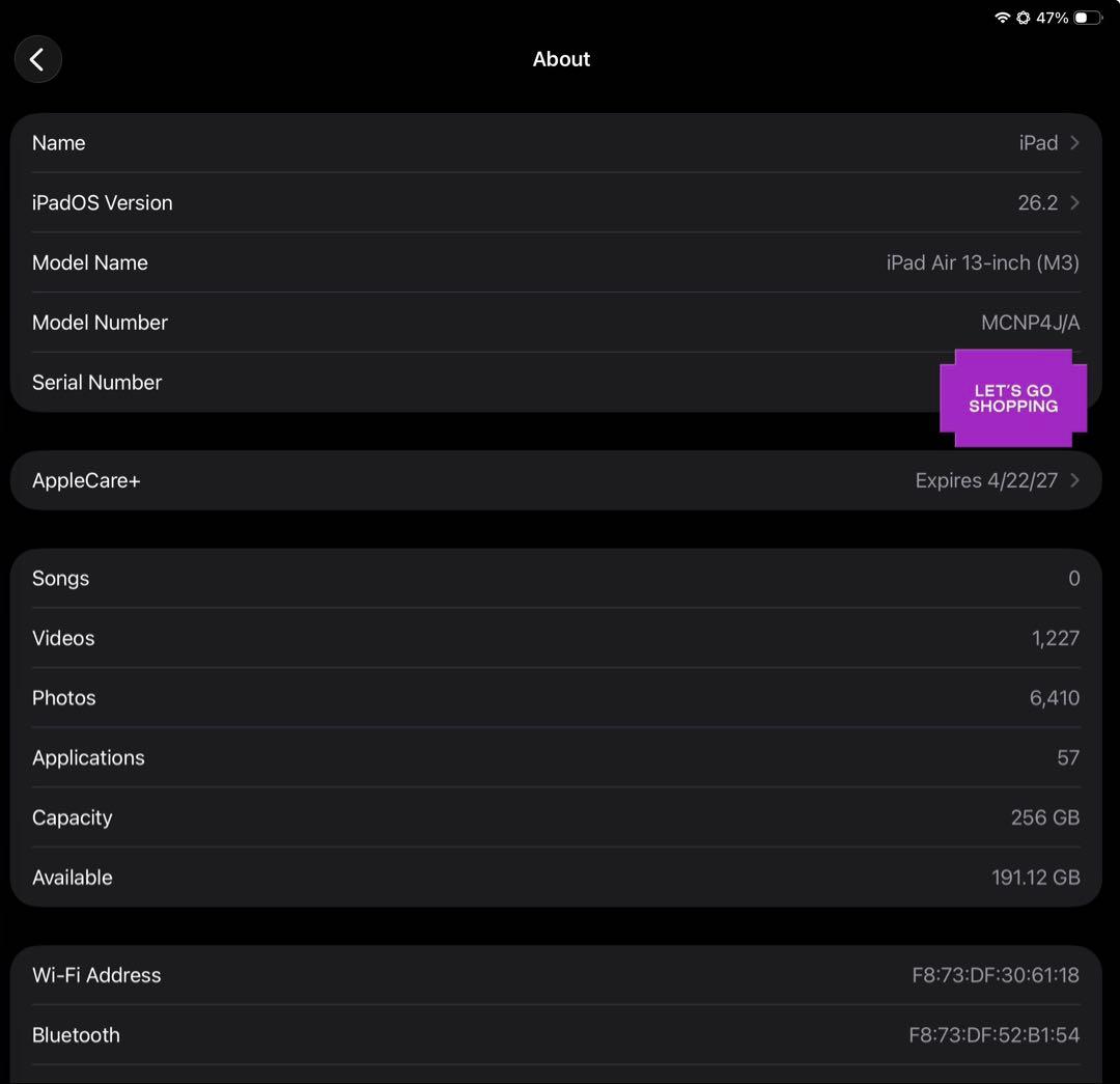 iPad Air 13 M3 256GB AC+ Pencil Pro付