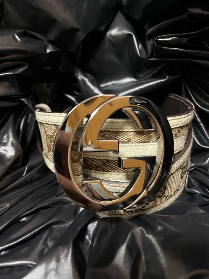 GUCCI GGモノグラム ベルト ベージュ/ブラウン
