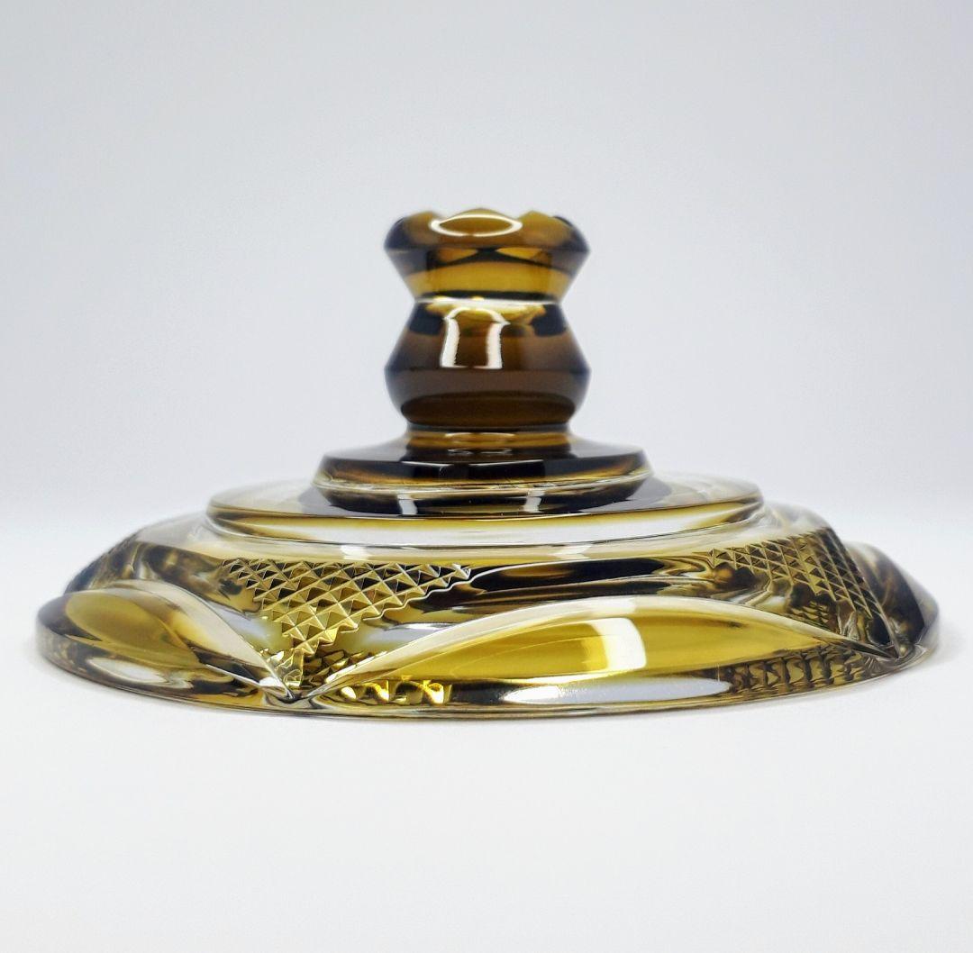 薩摩切子　黄色被せガラス　切子 シュガーポット　【 薩摩びーどろ工芸 】