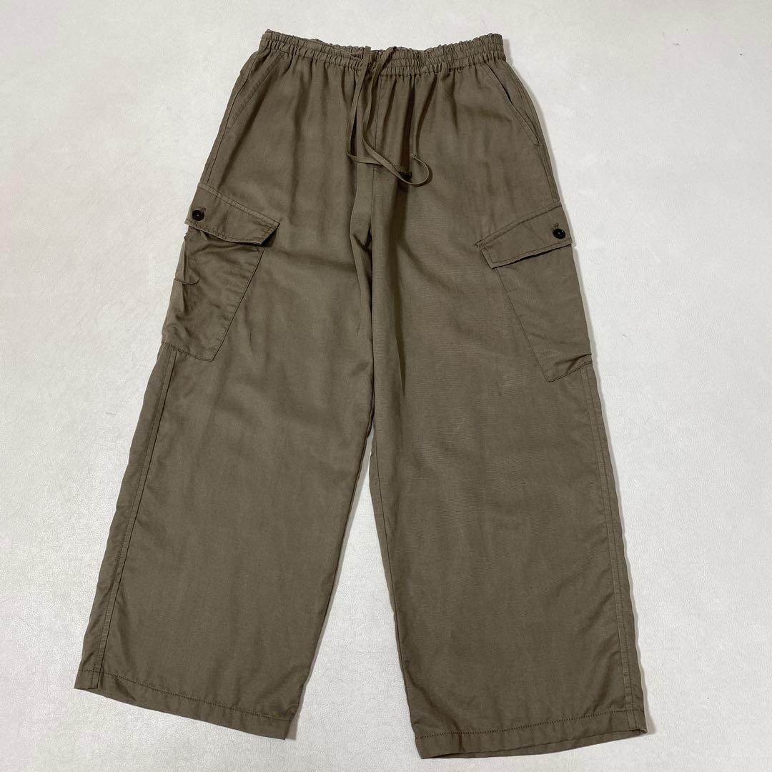 PUAL CE CIN 麻テンセルツイルカーゴパンツ イージーワイドパンツ