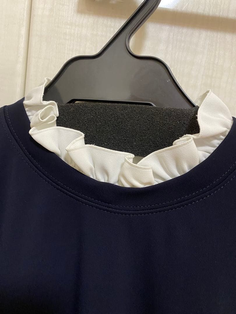 mプルミエ　未使用タグ付きネイビー フリル付き長袖トップス