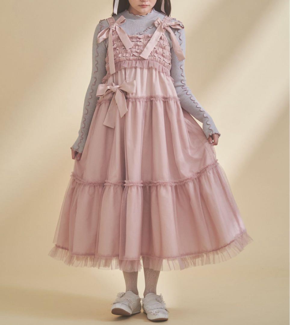 チュールリボンキャミワンピース