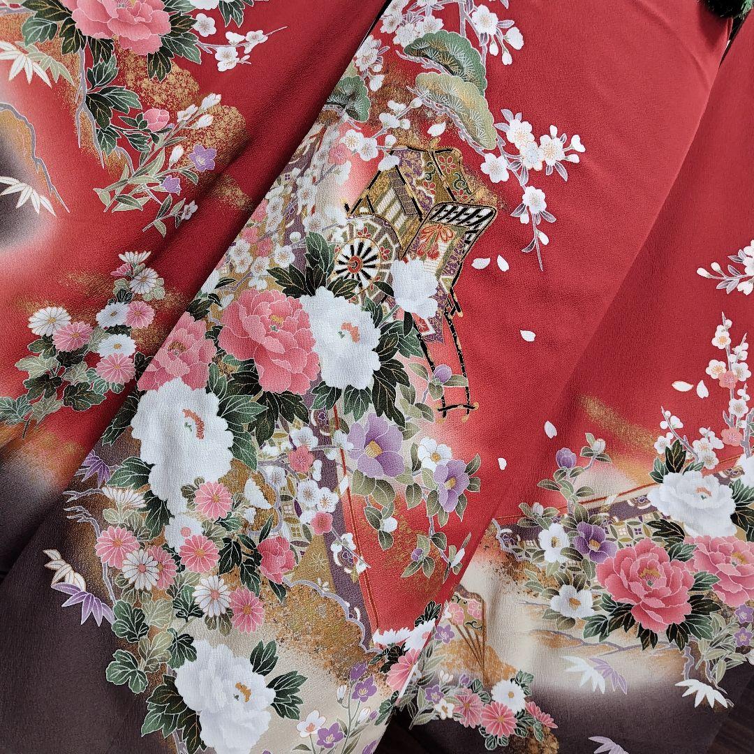 振袖フルセット(6点)・成人式・古典柄・金彩加工・金駒刺繍・胴裏正絹