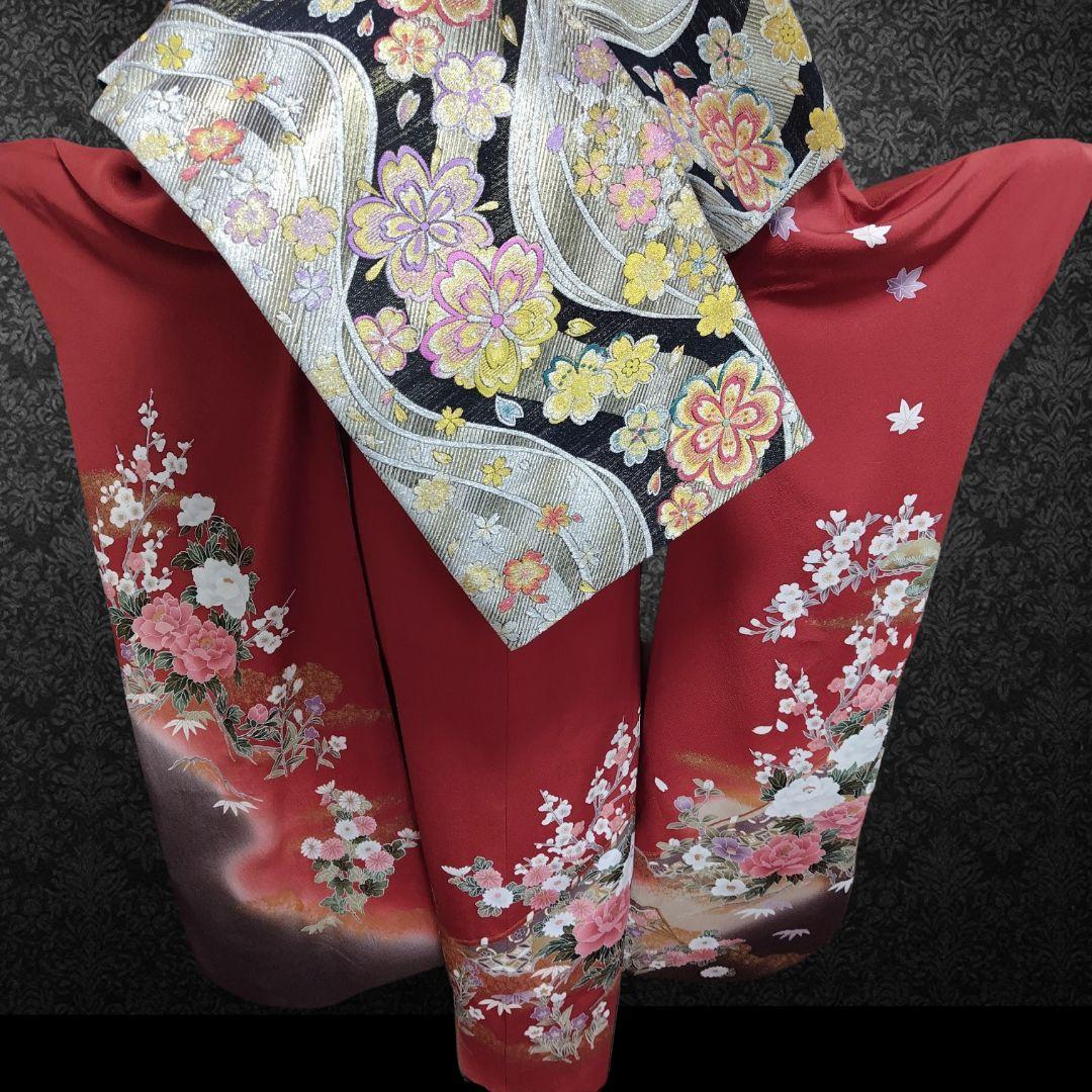 振袖フルセット(6点)・成人式・古典柄・金彩加工・金駒刺繍・胴裏正絹