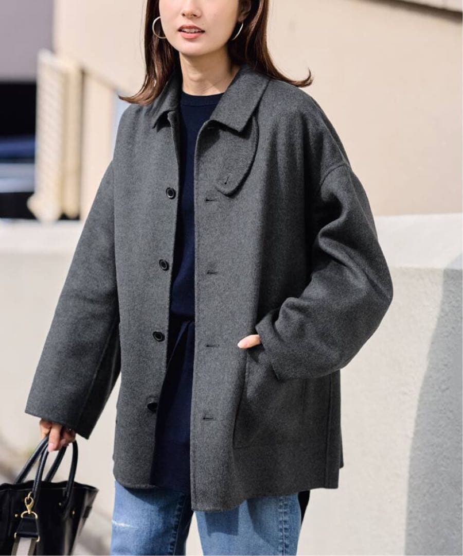 FRAMeWORKハミルトンバルカラーミドルコート36サイズ　グレー2025AW