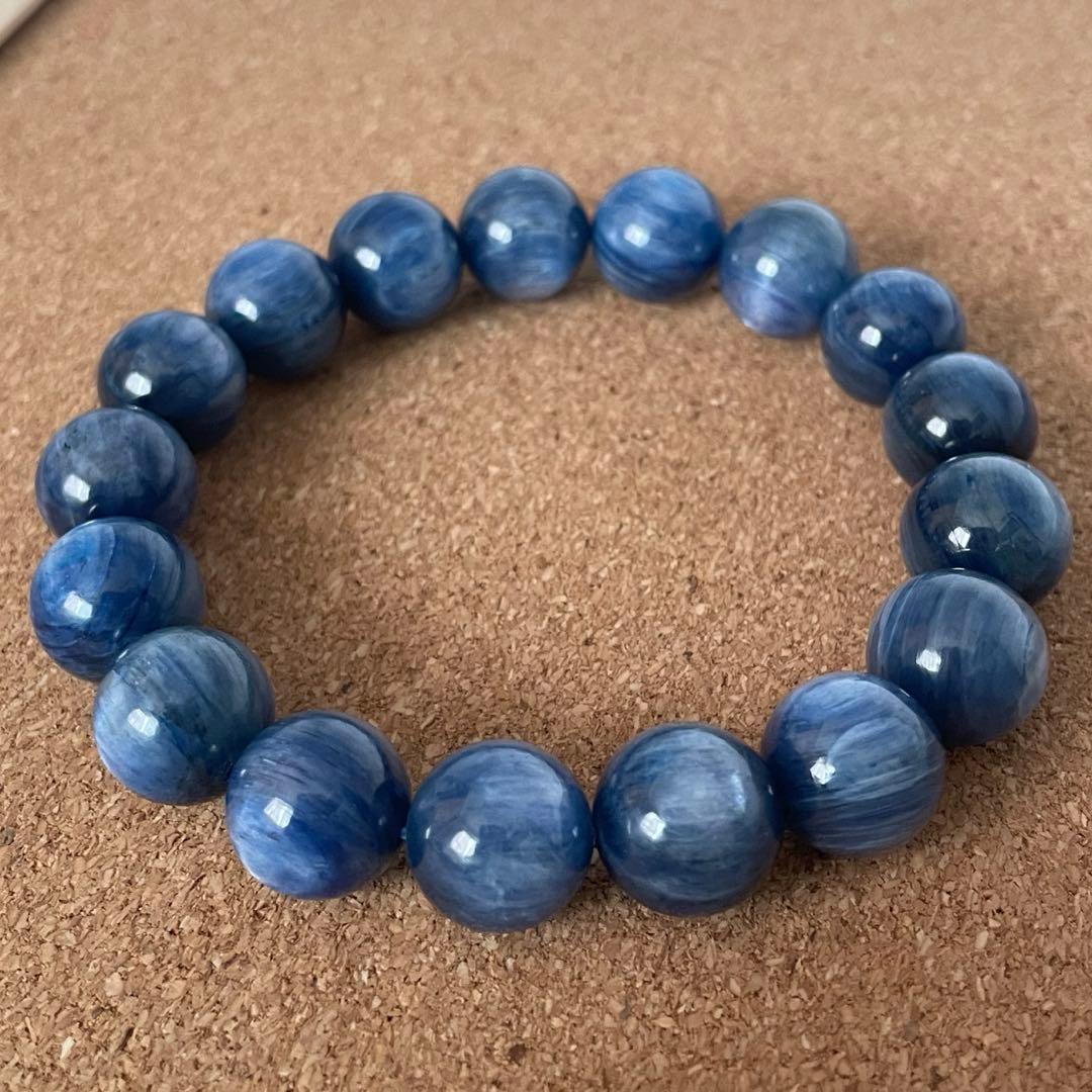 【杉本　直樹】カイヤナイト ブレスレット 12.5㎜ 18㎝　天然石
