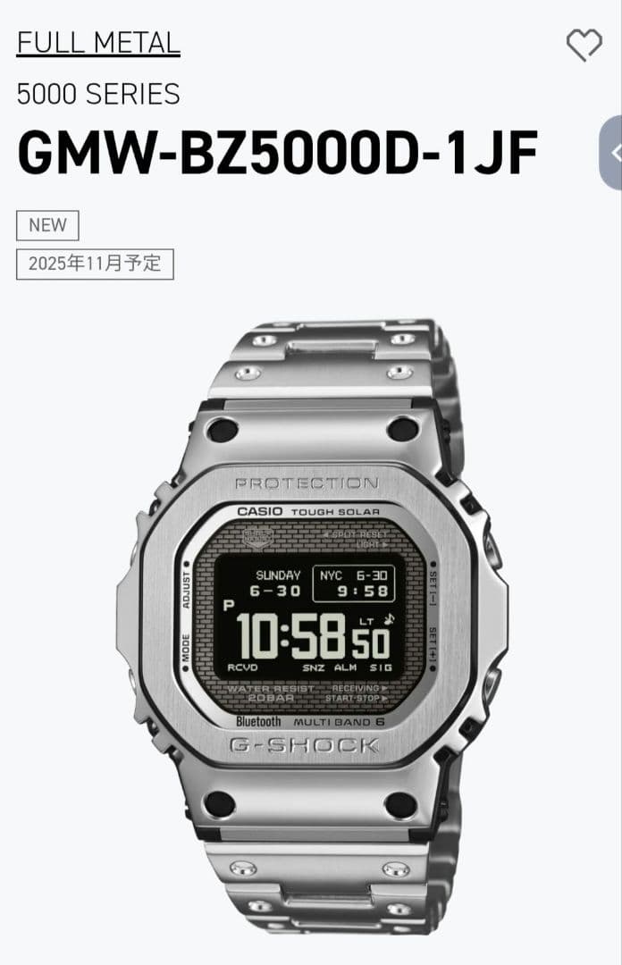 新品 カシオ G-SHOCK GMW-BZ5000D-1JF フルメタル