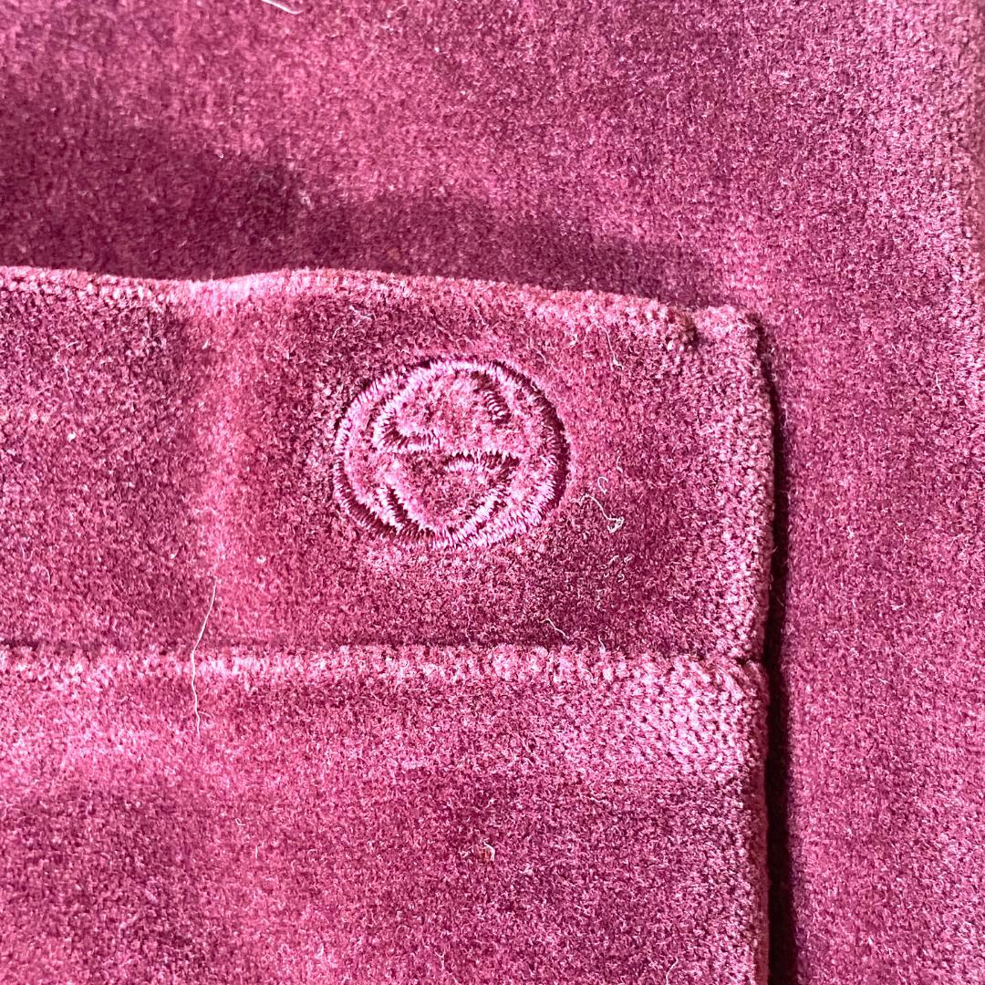 希少 GUCCI グッチ ロゴ刺繍 ロング ワンピース ベロア ベルベット