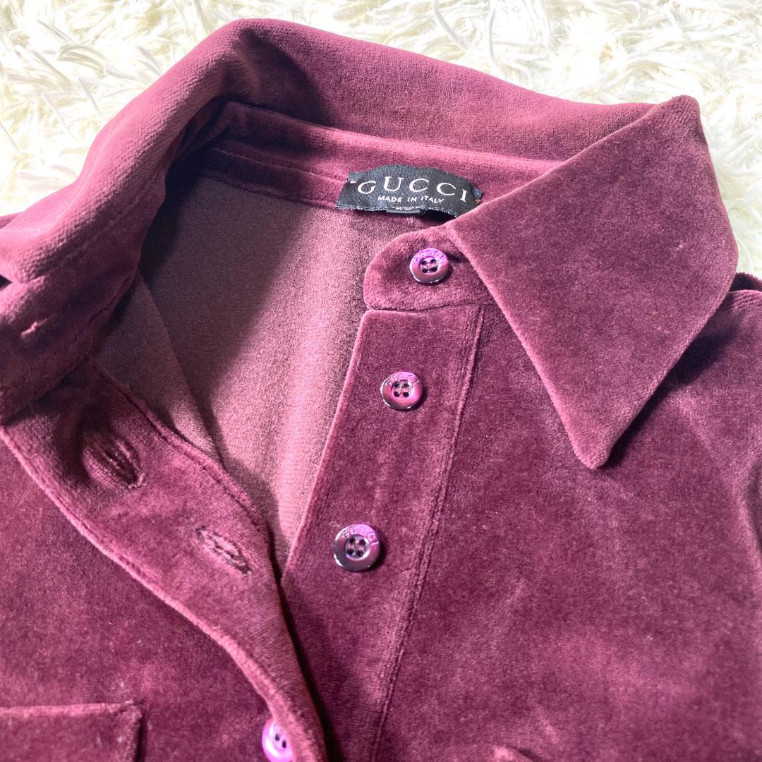 希少 GUCCI グッチ ロゴ刺繍 ロング ワンピース ベロア ベルベット