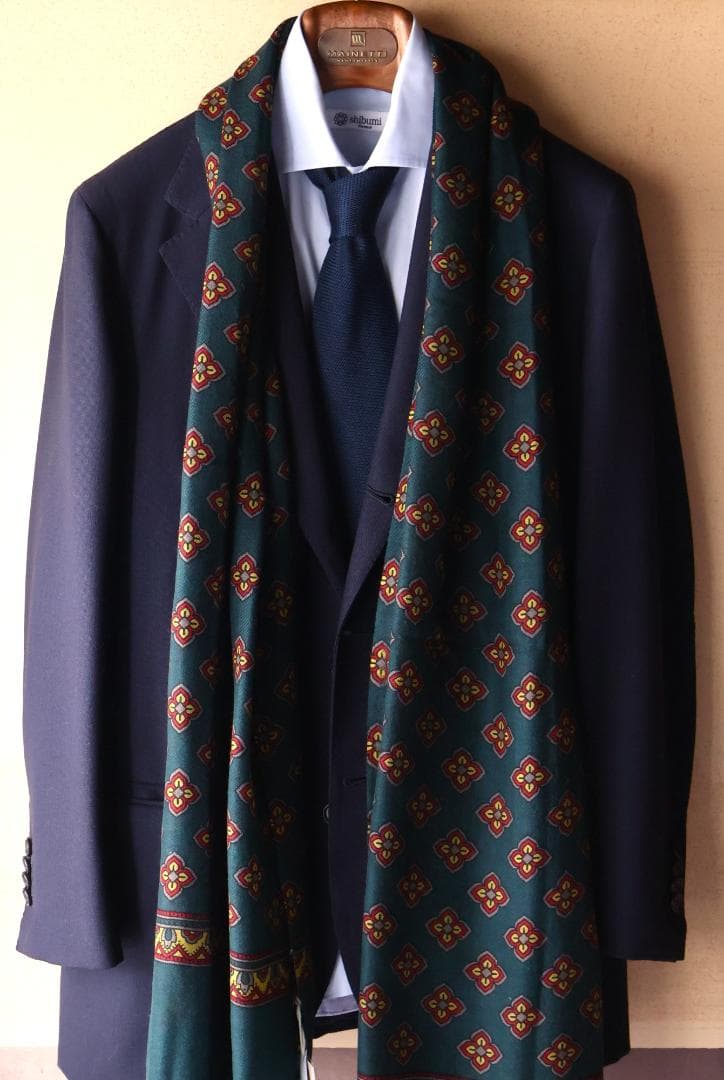 未使用 期間限定お値下げ イタリア カメルッチ・アルキヴィオ ダークグリーン小紋