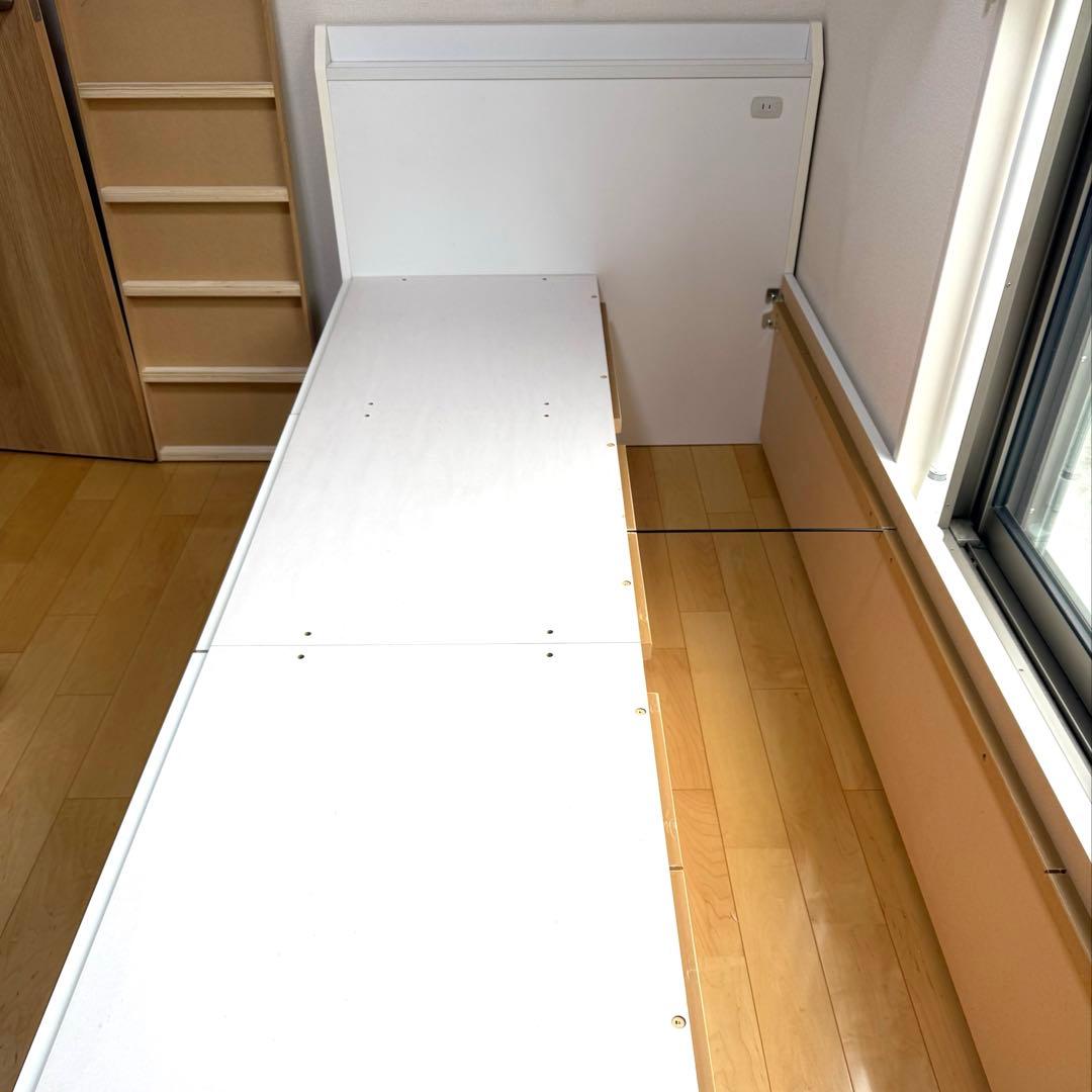 直接引取★ニトリ ジオチェスト／シングルベッドフレーム大容量収納付き／ホワイト