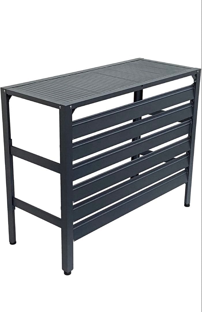 アルミ製 エアコン室外機カバー排気ルーバー方向可調整Mダークグレー