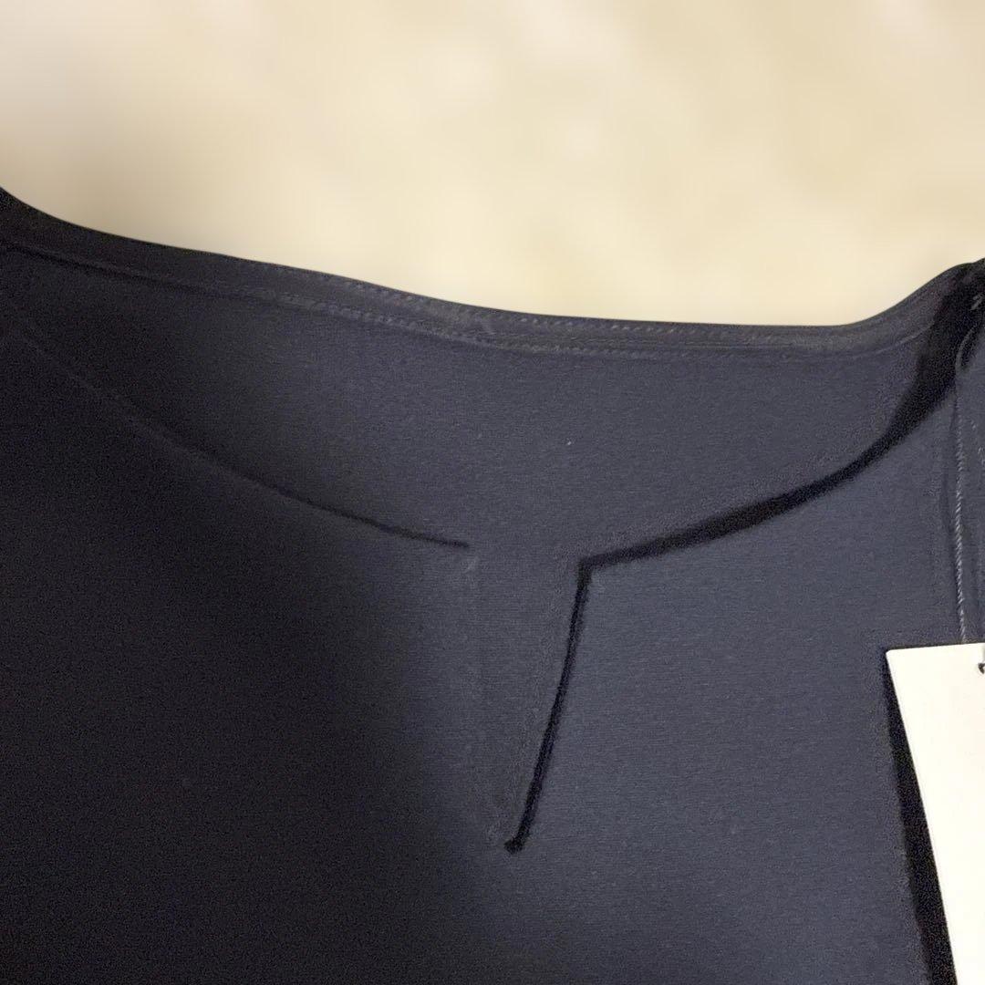 も*の様 新品SOEJU ソージュ ダブルジャージキーネックプルオーバー ネイビ