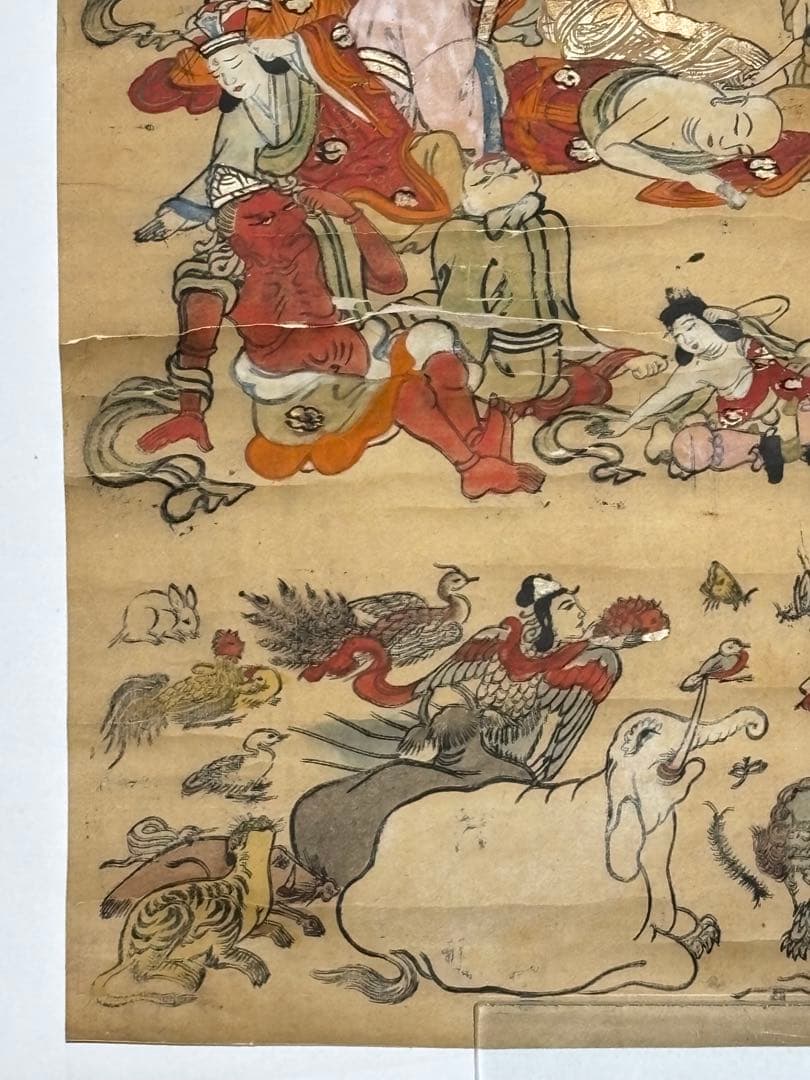 「大型彩色木版図 釈迦涅槃図」1枚|仏陀 仏教美術 仏像 和本 江戸時代