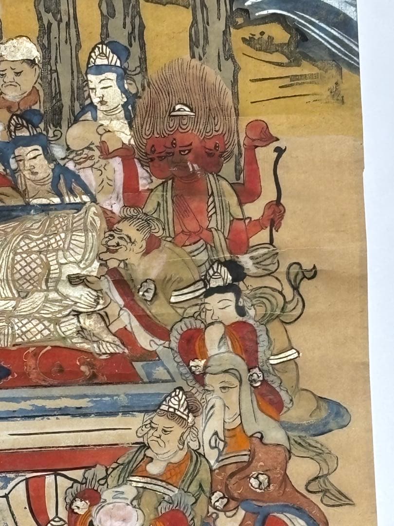 「大型彩色木版図 釈迦涅槃図」1枚|仏陀 仏教美術 仏像 和本 江戸時代