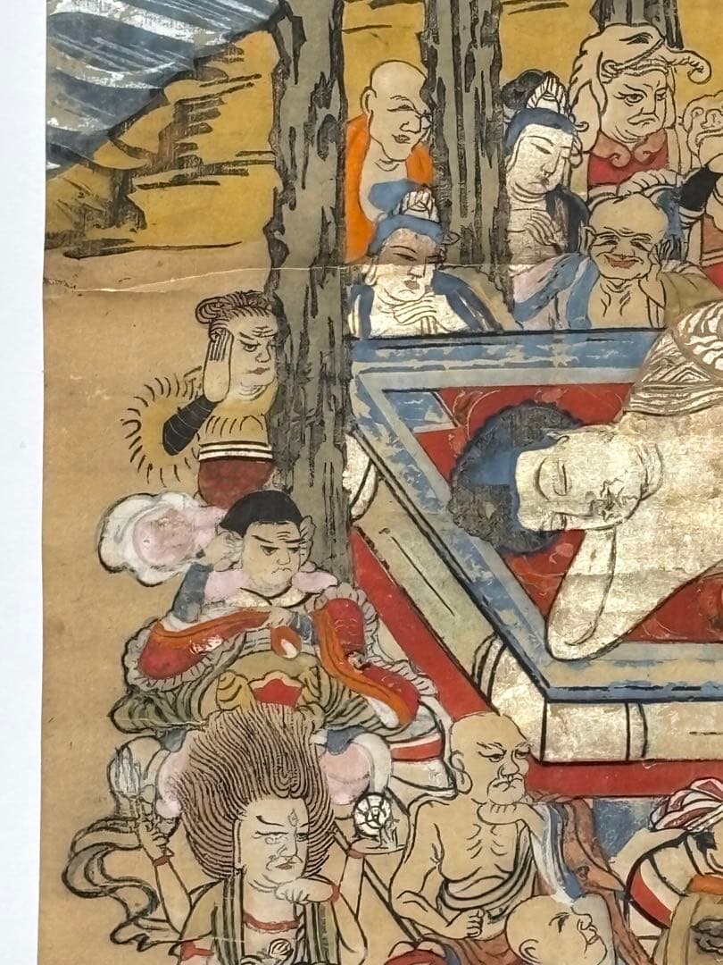 「大型彩色木版図 釈迦涅槃図」1枚|仏陀 仏教美術 仏像 和本 江戸時代