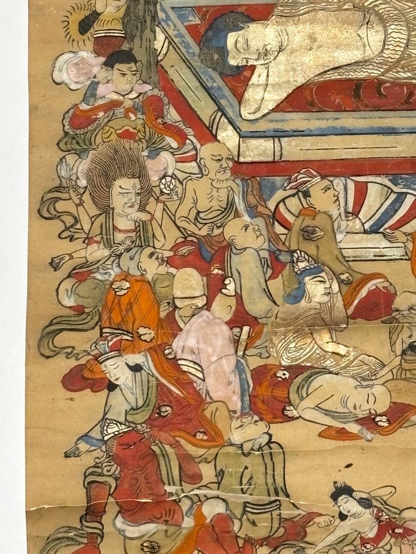 「大型彩色木版図 釈迦涅槃図」1枚|仏陀 仏教美術 仏像 和本 江戸時代