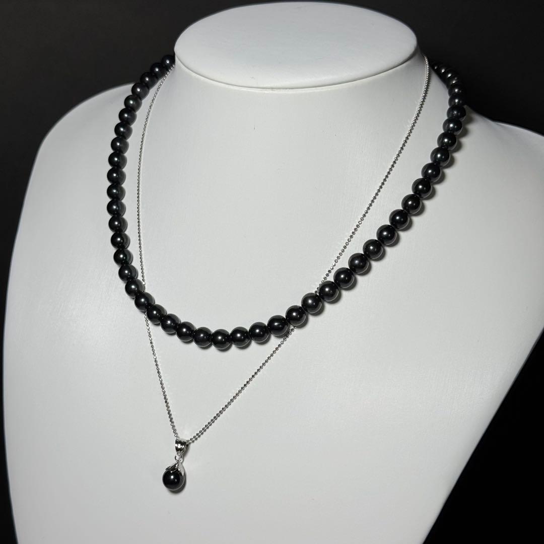 あこや本真珠 パールネックレス イヤリング セット ブラックパール 鑑別書付き