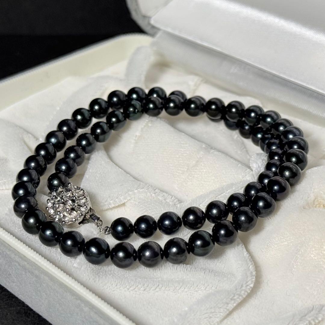 あこや本真珠 パールネックレス イヤリング セット ブラックパール 鑑別書付き