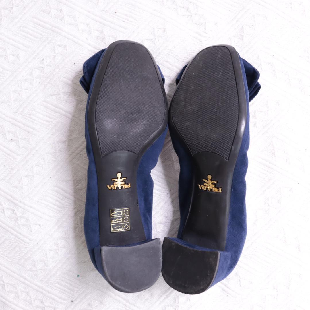 PRADA プラダ スエードレザー　ミュール　ヒール　リボン　パンプス