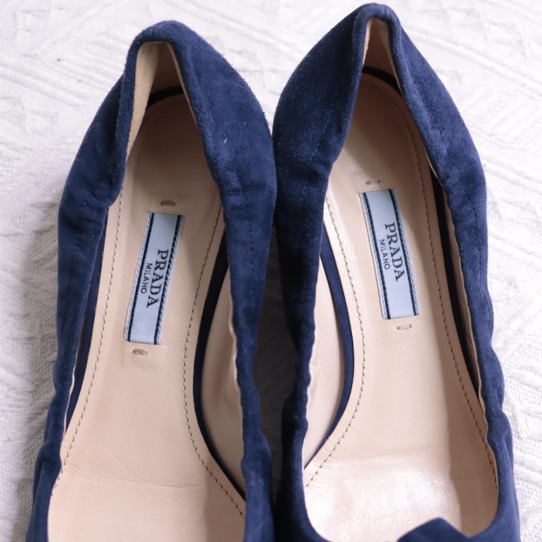 PRADA プラダ スエードレザー　ミュール　ヒール　リボン　パンプス