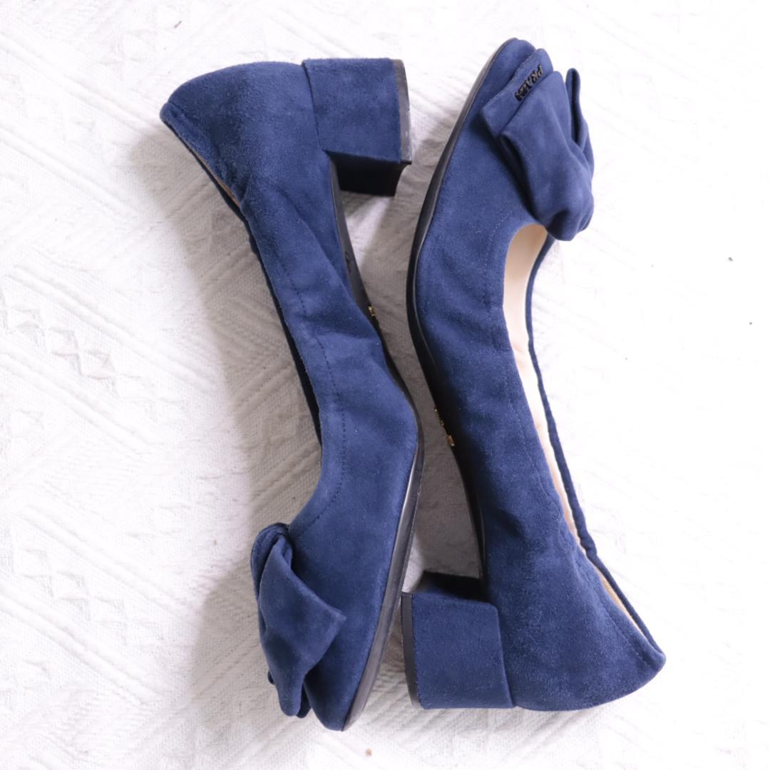 PRADA プラダ スエードレザー　ミュール　ヒール　リボン　パンプス