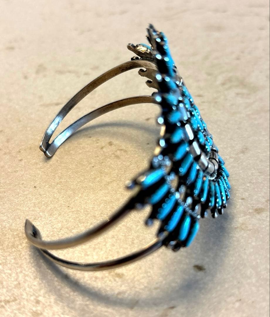 N &R ズニ族　インディアンジュエリー　ターコイズ　ニードルポイント　シルバー