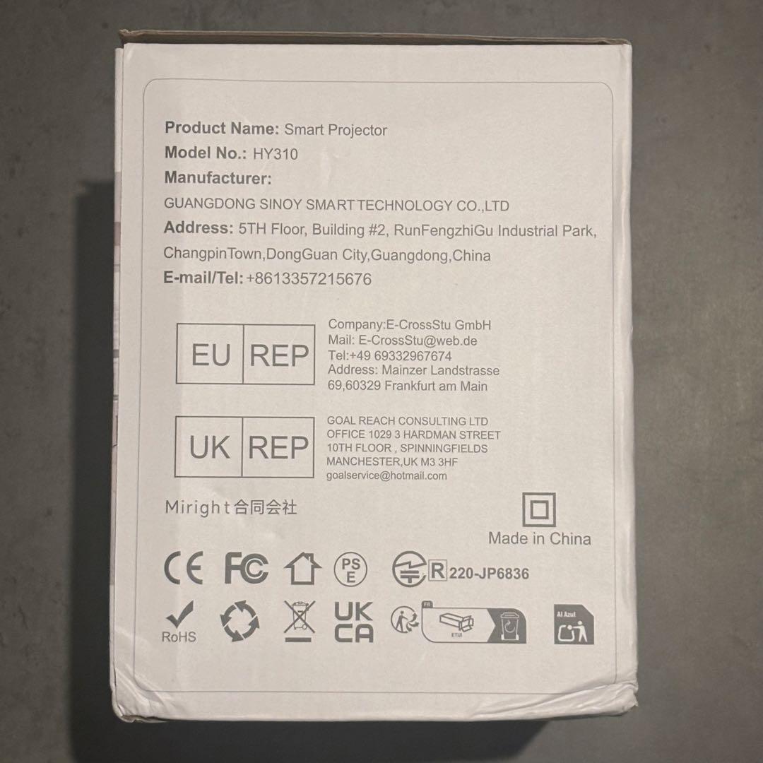 【新品・未使用】Magcubic HY310 ミニプロジェクター 4Kサポート