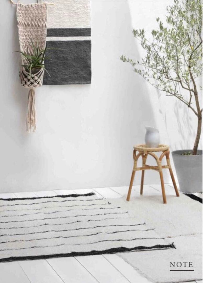 MOMONATURAL コットンラグ2点セット　白黒ライン
