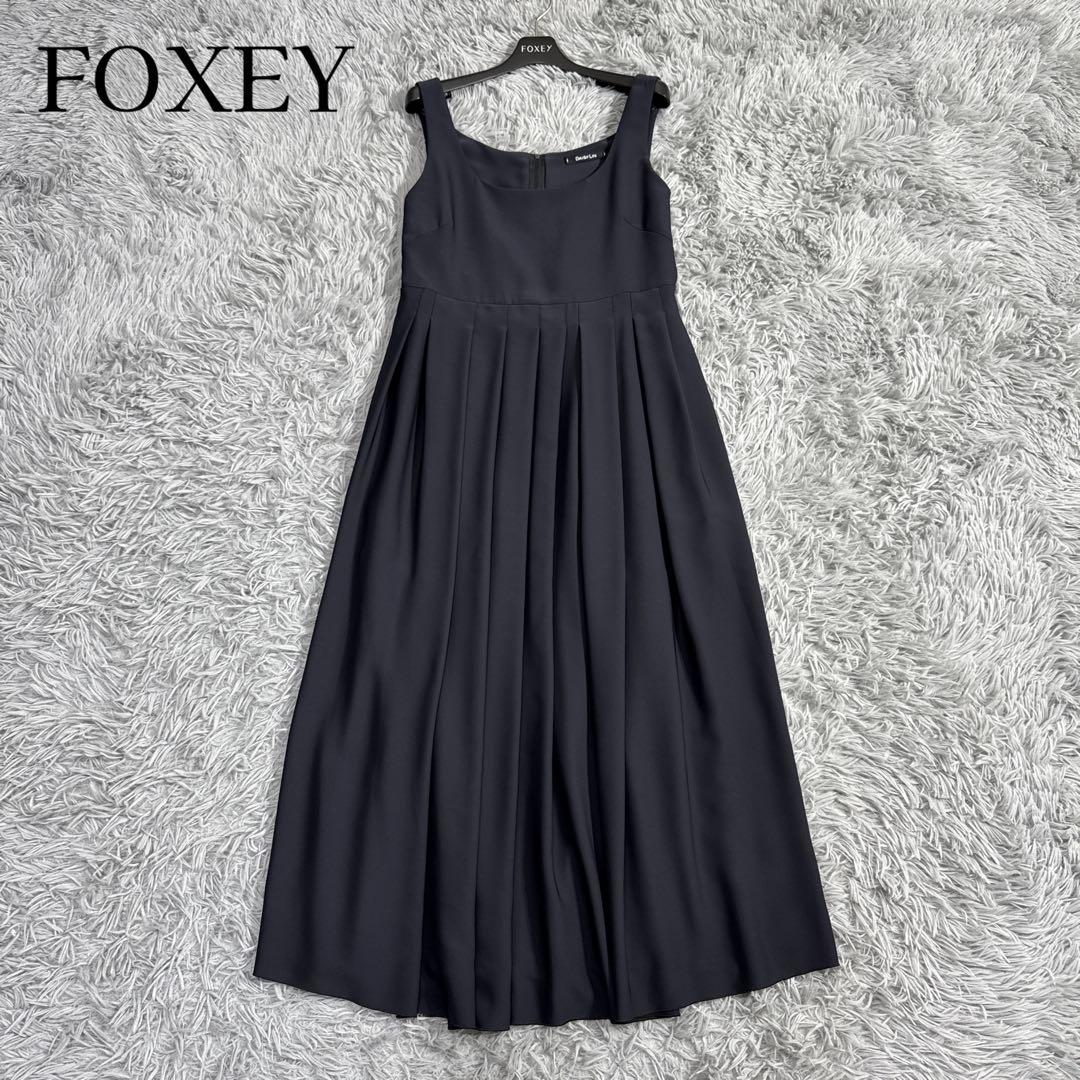 極美品✨フォクシー デイジーリン プリーツフレアドレス ミッドナイト 8.7万