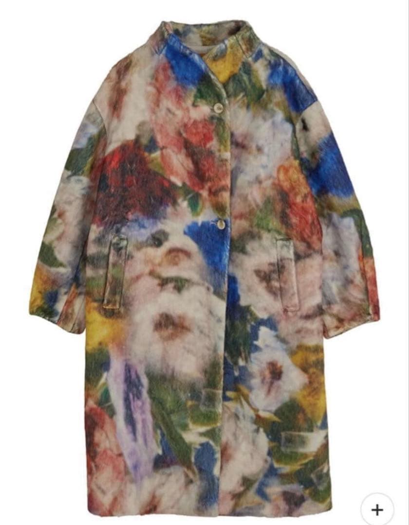 Ameri　UND TEXTURE ART FLOWER SHAGGY COAT