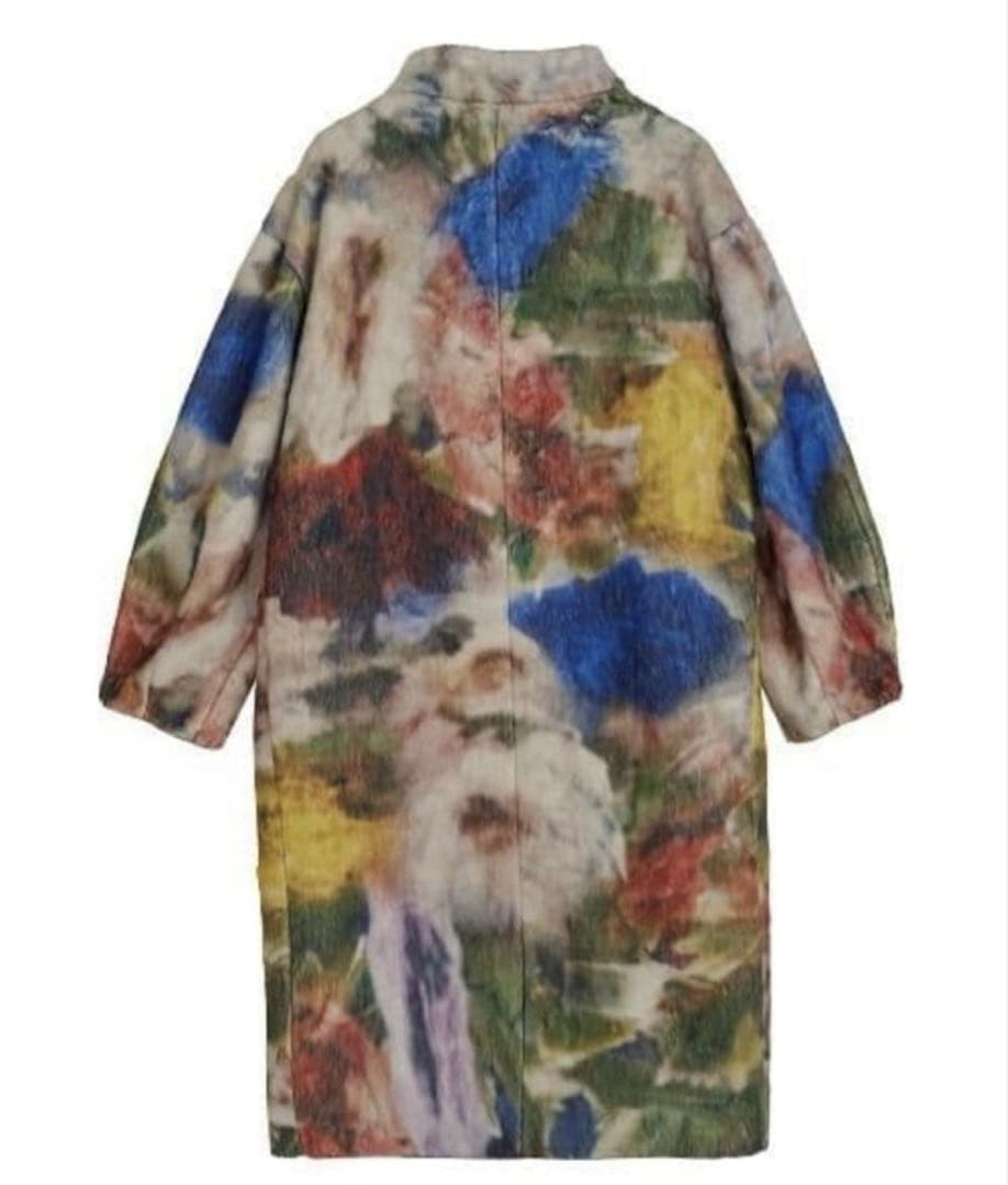 Ameri　UND TEXTURE ART FLOWER SHAGGY COAT