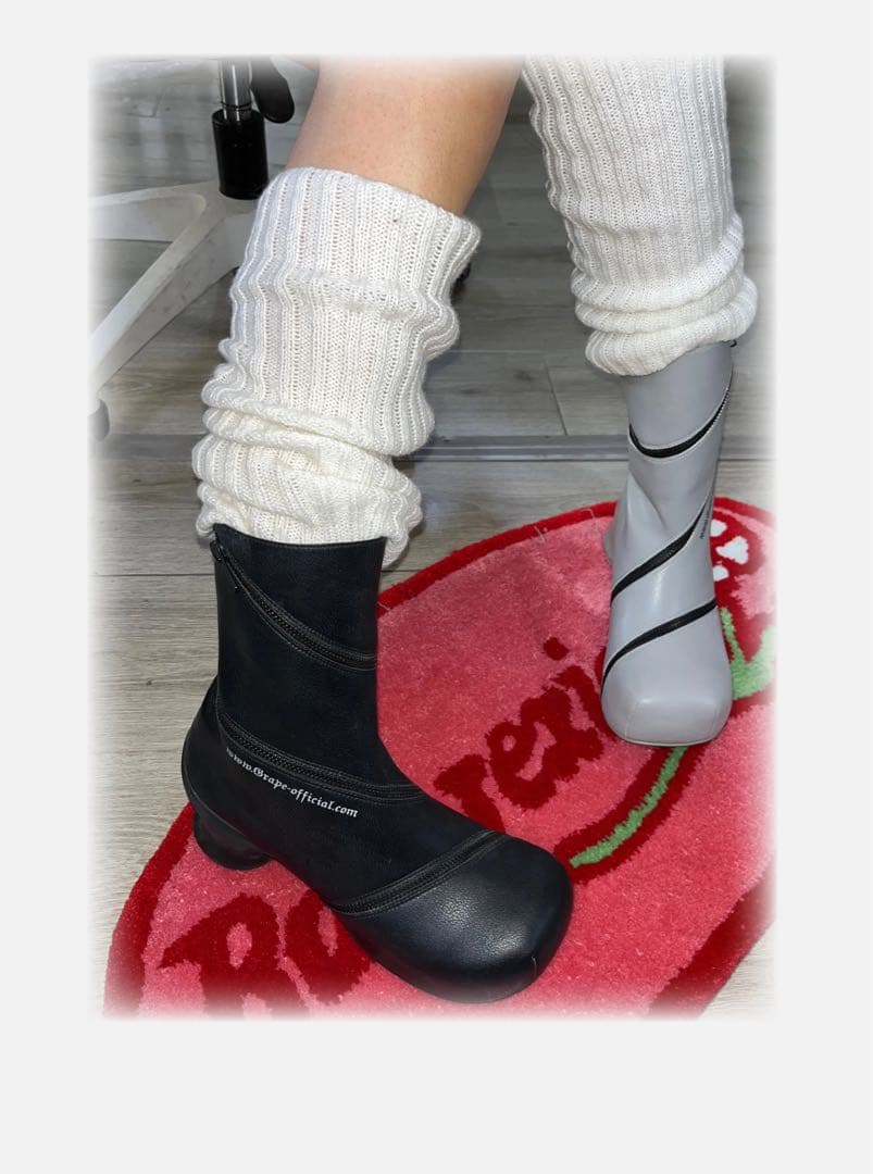 GRAPE ブラックショートブーツ ジッパー付き