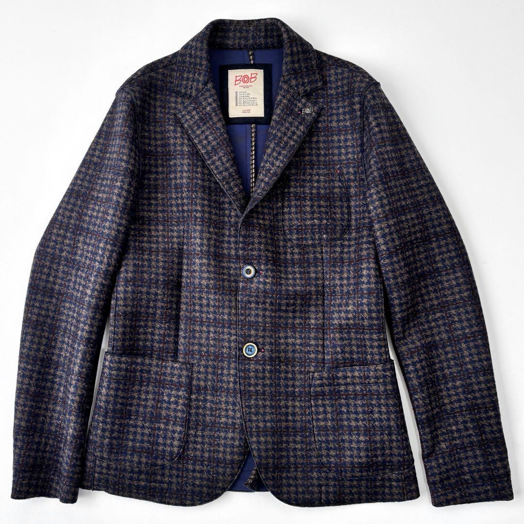 BOB ボブ テーラードジャケット 48 チェック 千鳥格子