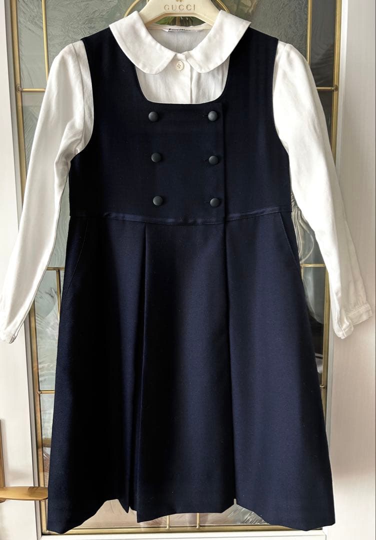 美品　ファミリア　小学校受験　ボレロ　アンサンブル　ワンピース　濃紺
