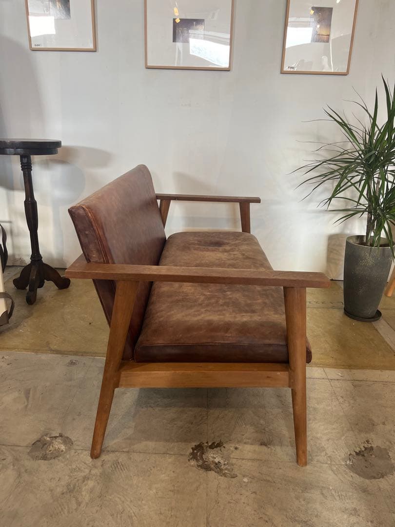 KJ　2人掛けヴィンテージ革ソファ