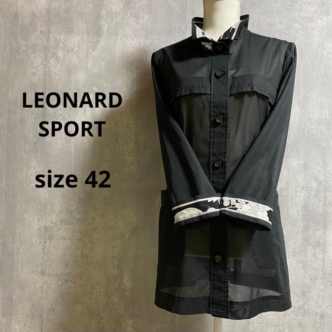 LEONARD SPORT スタンドカラー コート シアー素材 黒 L