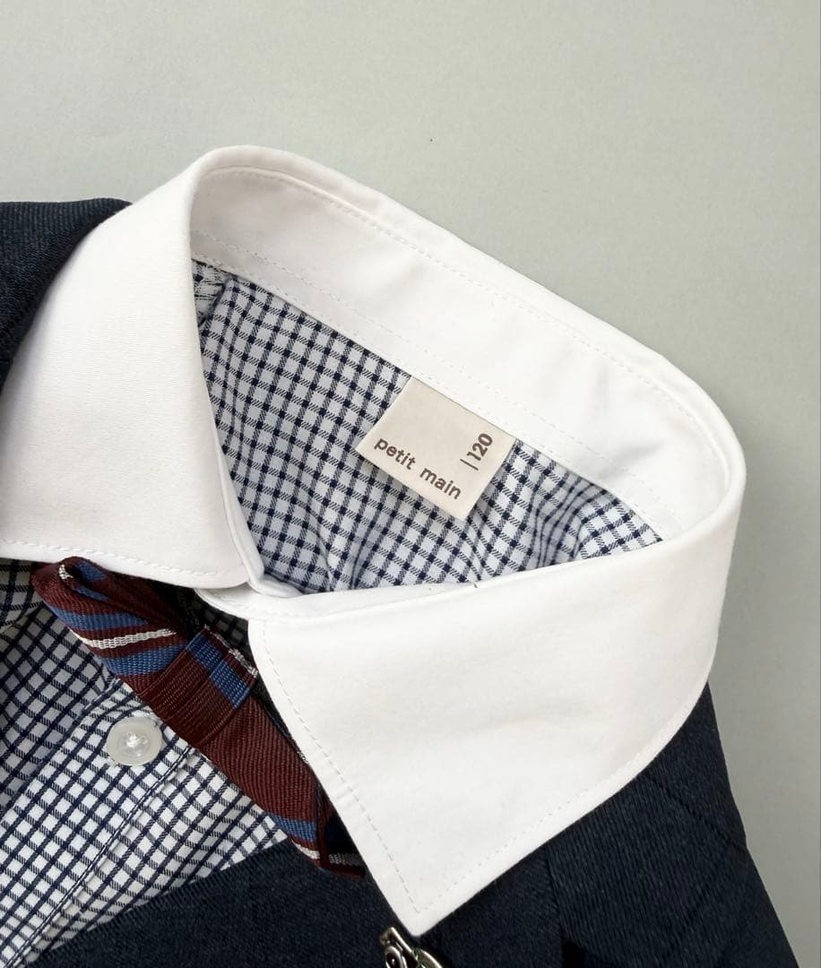 【美品】プティマイン☆ フォーマル紺ジャケット+ショートパンツセット 120