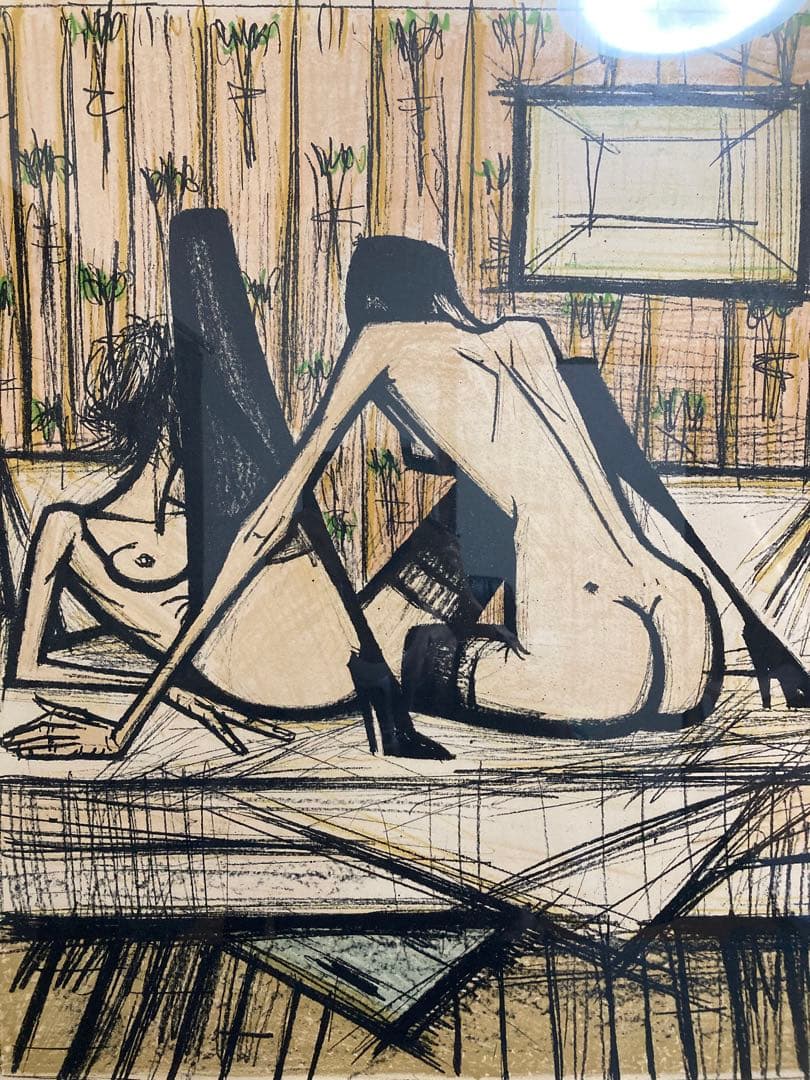 【真作】ベルナール・ビュッフェ「女の遊び」リトグラフ 直筆サイン  版画 絵画