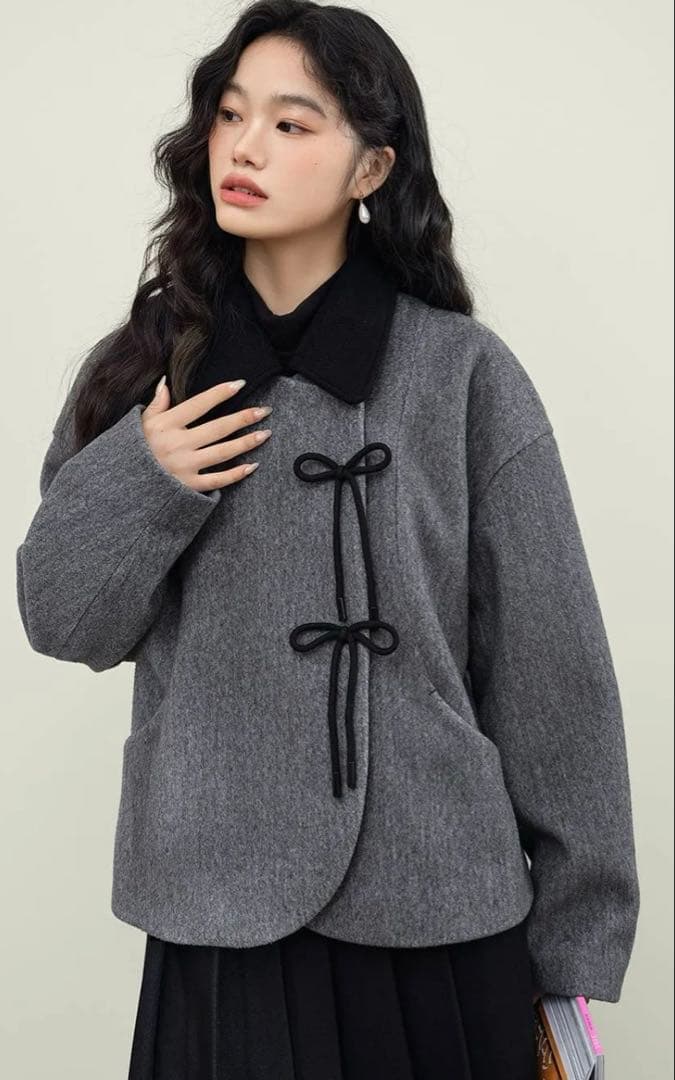 KUOSE リボンウールコート