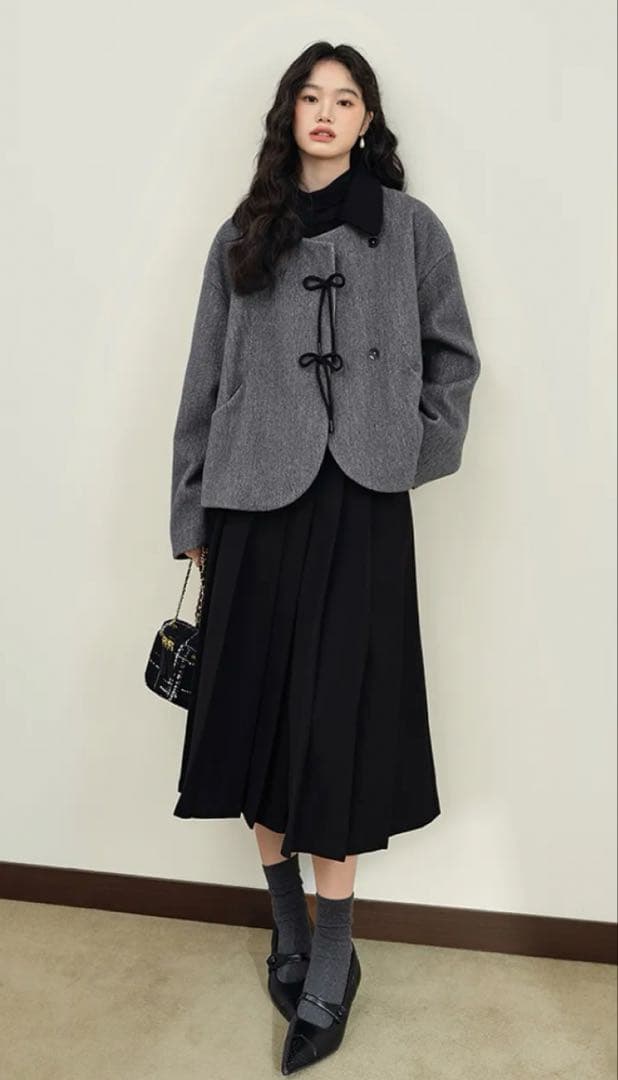 KUOSE リボンウールコート